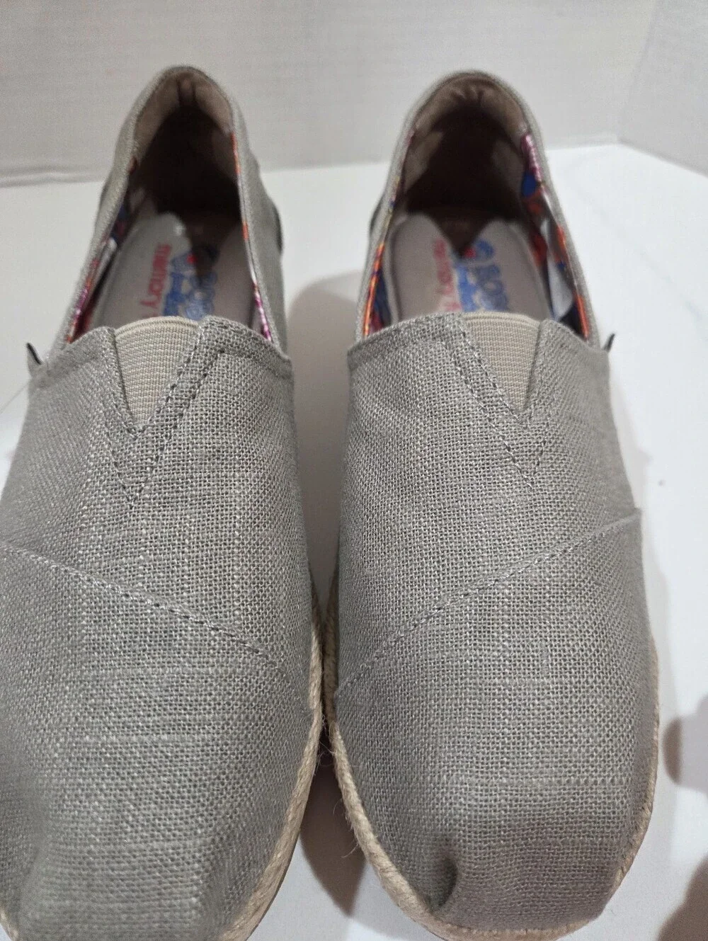 Bobs from Skechers Women's Taupe Espadrille Wedge Slip On Shoes Size 7.5